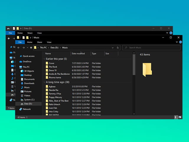Cara agar terbuka jendela baru File Explorer saat membuka folder