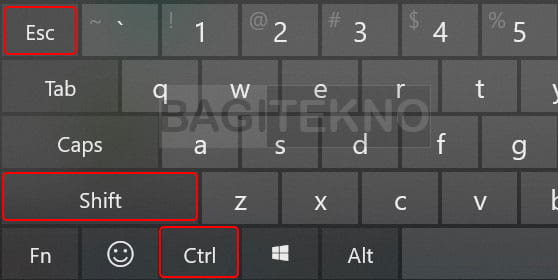 Menjalankan Task Manager menggunakan pintasan keyboard