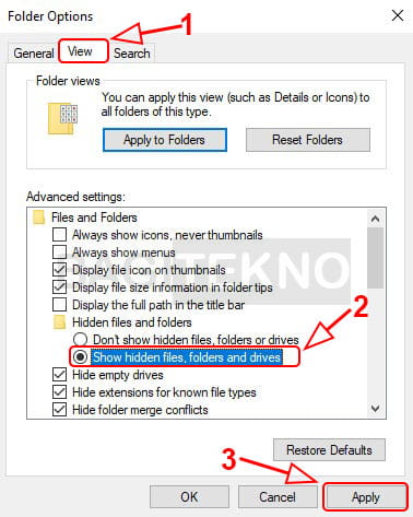 Melihat kembali file dan folder yang tersembunyi di Windows