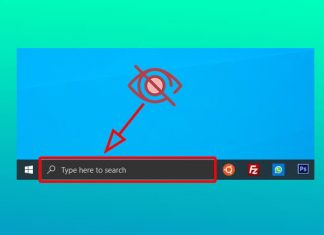 Cara menampilkan dan menyembunyikan search box di Windows 10