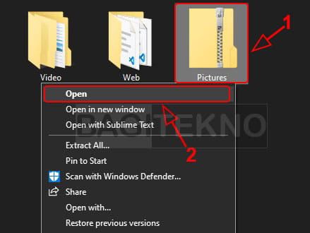 Membuka file ZIP tanpa software