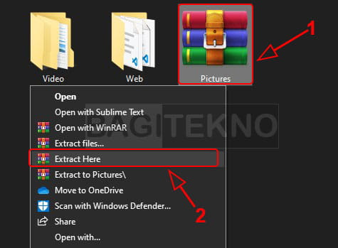 Cara mengekstrak file RAR dan ZIP di Laptop Windows