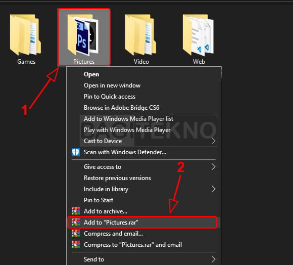 Cara mengubah folder ke zip