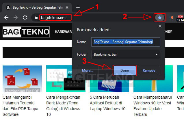 Cara menambahkan bookmark situs favorit di Chrome