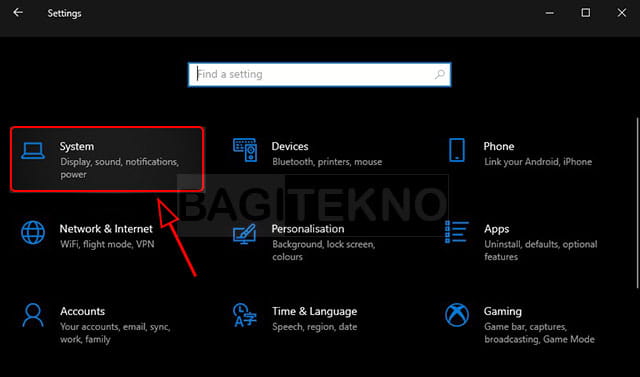 Pengaturan sistem Windows 10