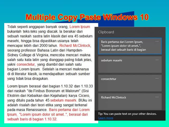 Cara multi copy paste dengan Clipboard di Laptop Windows 10