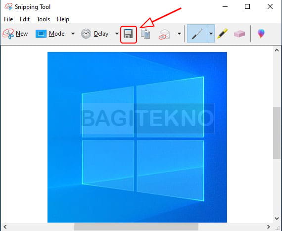 Menyimpan hasil screenshot Snipping Tool