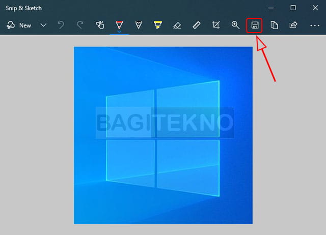 Menyimpan hasil screenshot di Snip & Sketch