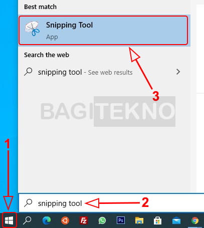 Membuka Snipping Tool