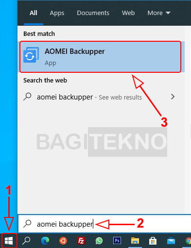 Membuka Aomei Backupper di Windows