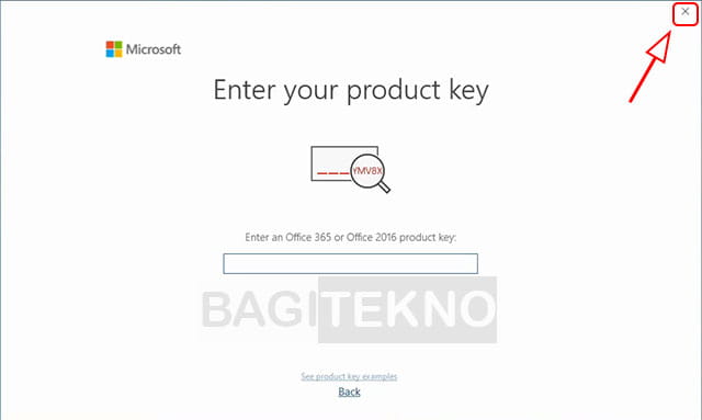 Skip memasukkan product key Office 2016