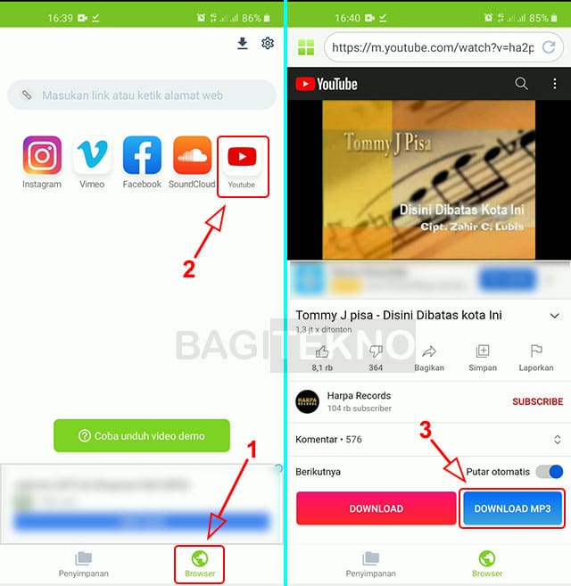 Cara ubah video musik YouTube menjadi Mp3 di Android