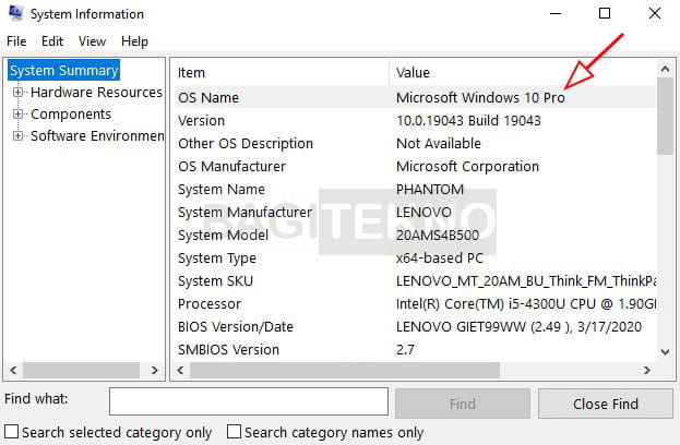 Pengecekan edisi Windows 10 di Laptop