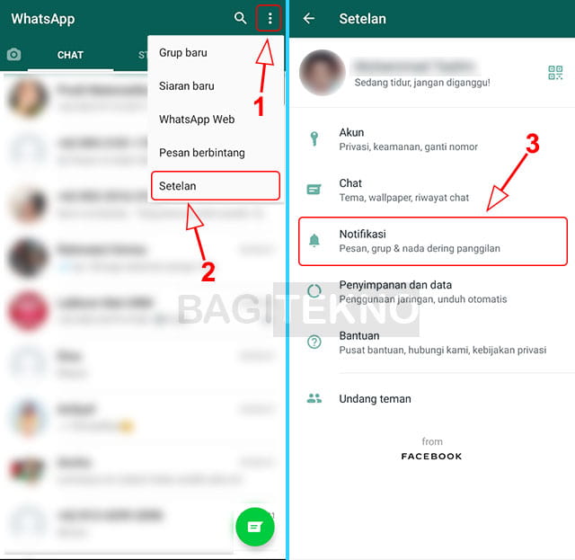 Pengaturan notifikasi WhatsApp