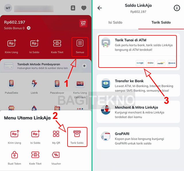 Menarik saldo Link Aja di ATM