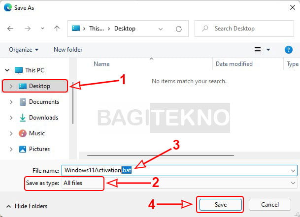 Buat file batch aktivator Windows 11