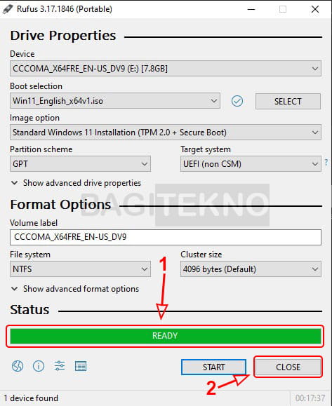 Flashdisk installer siap digunakan