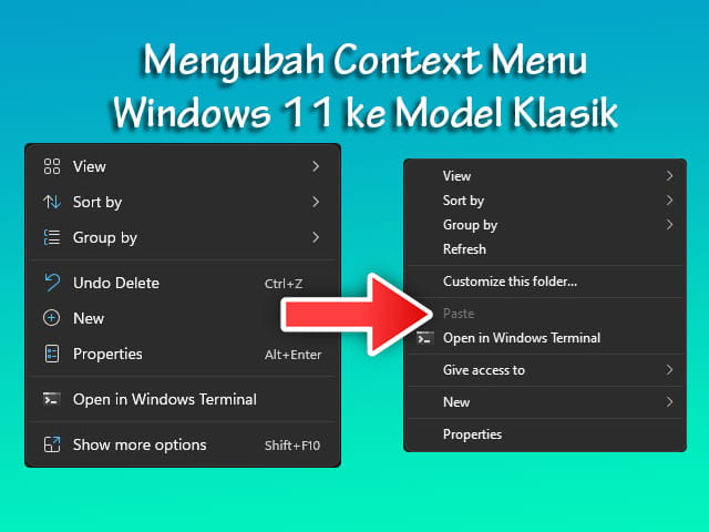 cara mengembalikan menu klik kanan Windows 11 ke model lama