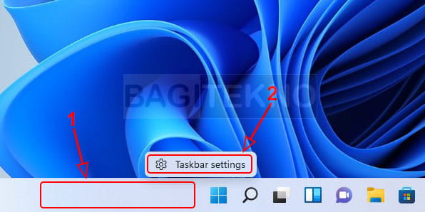 Pengaturan taskbar di Windows 11