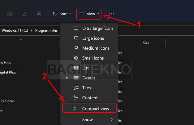 Menggunakan tampilan compact di File Explorer Windows 11