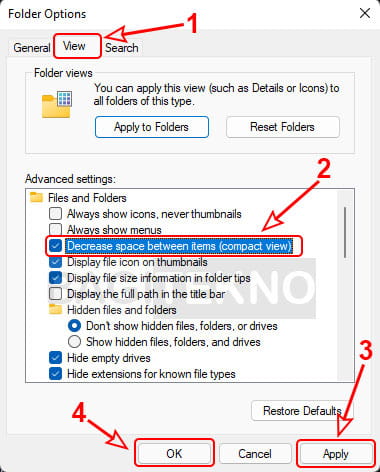 Merapatkan lagi jarak spasi antar file di File Explorer Windows 11