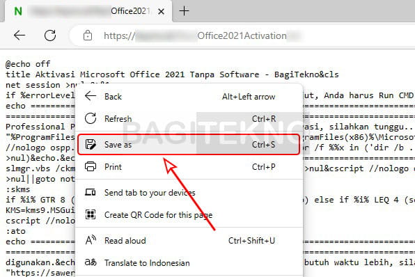 membuat file batch aktivator office 2021