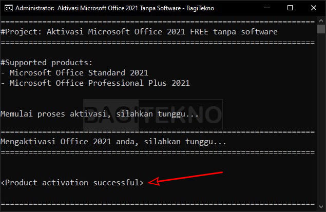 aktivasi microsoft office 2021 menggunakan file batch sukses