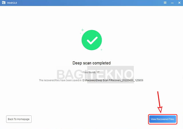 hasil recovery data menggunakan WinfrGUI