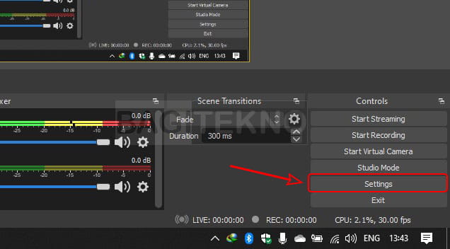 membuka pengaturan OBS