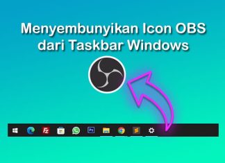 bagaimana cara menyembunyikan icon obs dari taskbar saat merekam layar di Windows?