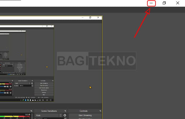 minimize OBS untuk menyembunyikan icon dari taskbar