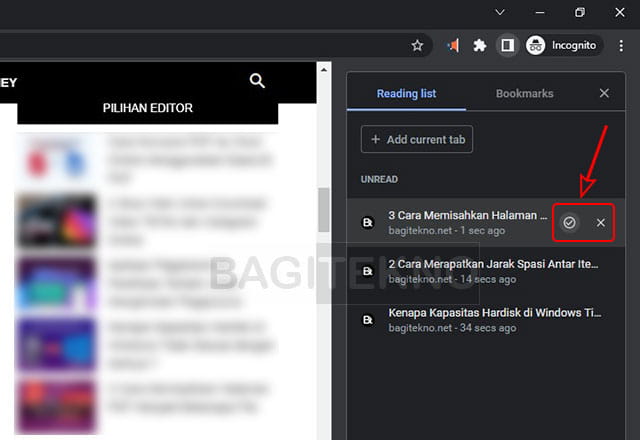 menandai artikel yang sudah dibaca di reading list chrome