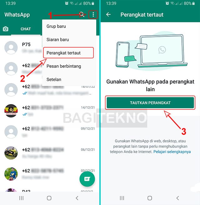 menghubungkan akun WA ke WhatsApp web dan WA desktop