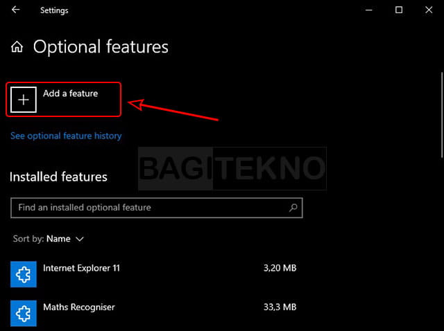 mengaktifkan fitur tambahan windows 10