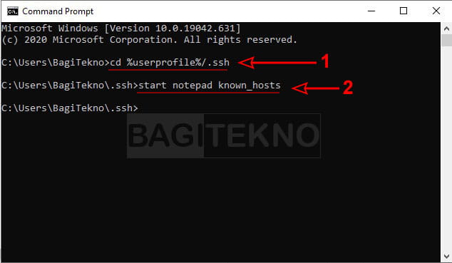 membuka file known hosts ssh di Windows