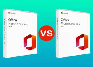 apa saja perbedaan office home & student dan professional plus?