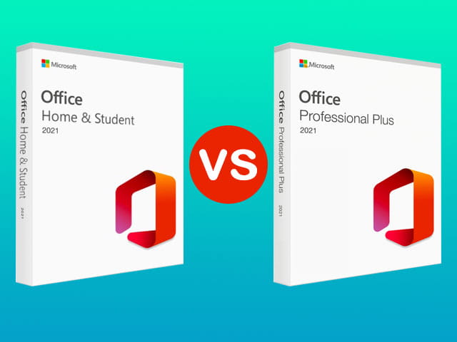 apa saja perbedaan office home & student dan professional plus?