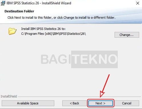 Mengganti lokasi install SPSS 26