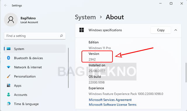 cara mengecek versi Windows 11