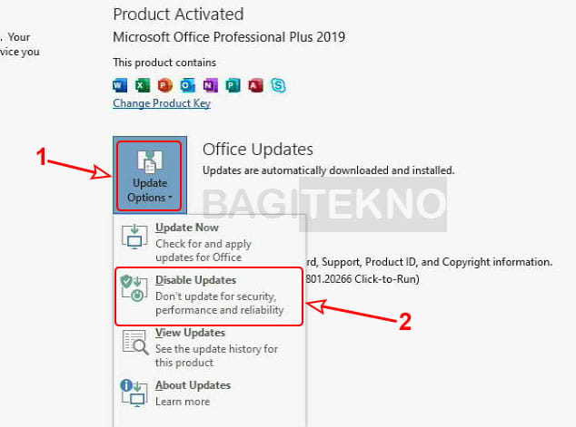 Mematikan update otomatis Microsoft Office