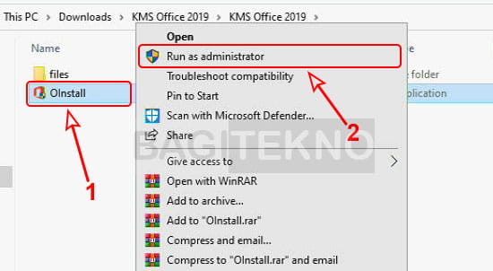 Menjalankan file KMS Office 2019 untuk aktivasi