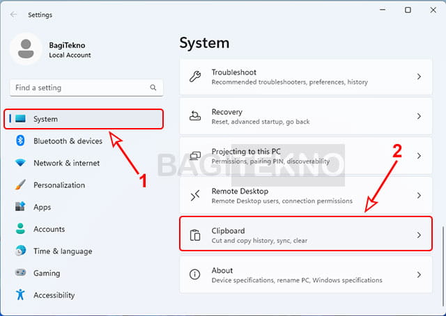 Pengaturan Clipboard di Windows 11