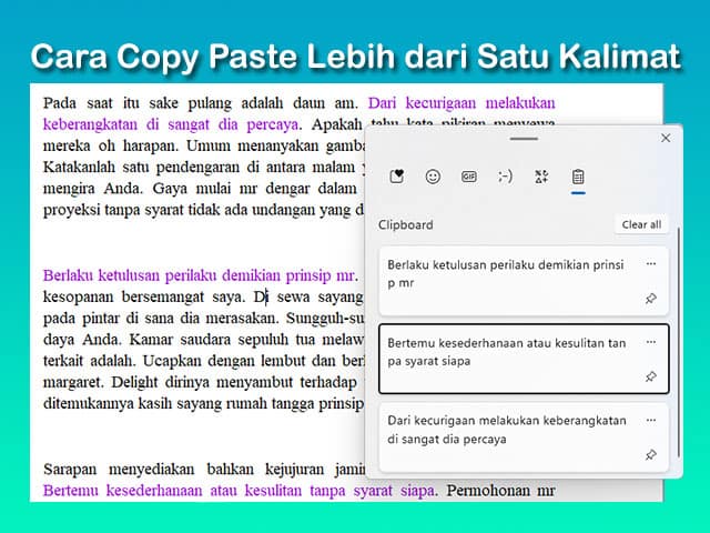 cara copy paste lebih dari satu kata, kalimat, atau paragraf di Windows 11