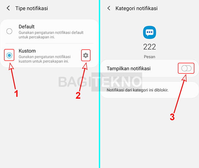 cara mematikan notifikasi sms dari nomor tertentu