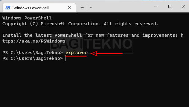 cara membuka File Explorer di Windows 11 melalui Windows Terminal