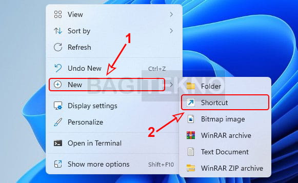 Cara membuat shortcut di Desktop Windows 11