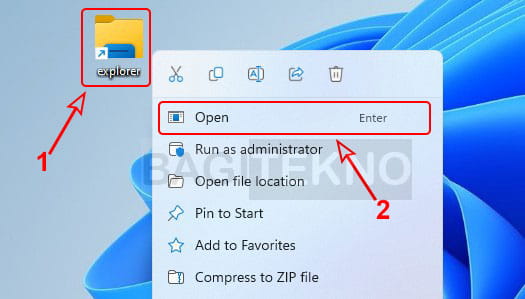 cara membuka File Explorer di Windows 11 menggunakan shortcut Desktop