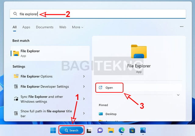 cara membuka File Explorer di Laptop Windows 11 melalui pencarian