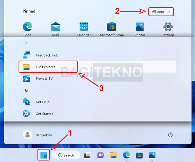cara membuka File Explorer di Laptop Windows 11 melalui daftar aplikasi