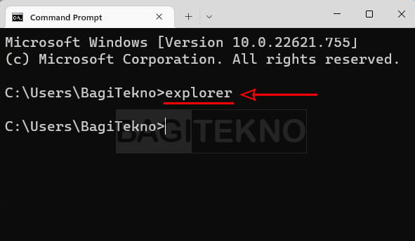 cara membuka File Explorer di Laptop Windows 11 melalui CMD